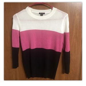 I ❤️ Ronson white pink and black knit shirt size XS.